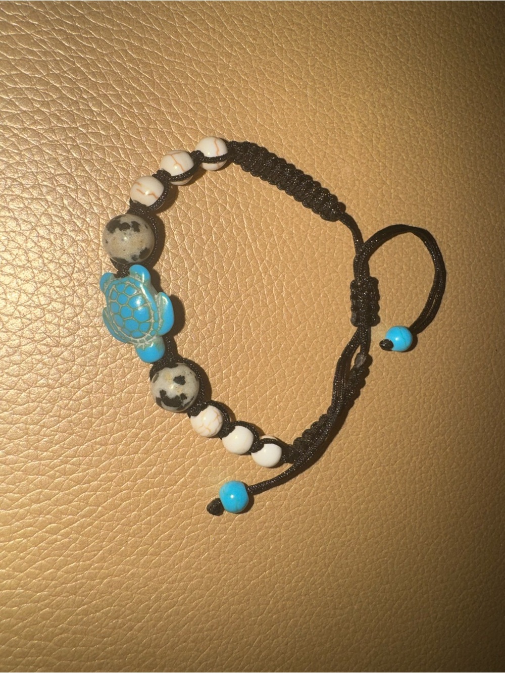 Kids Blue Turtle Beaded Adjustable Bracelet